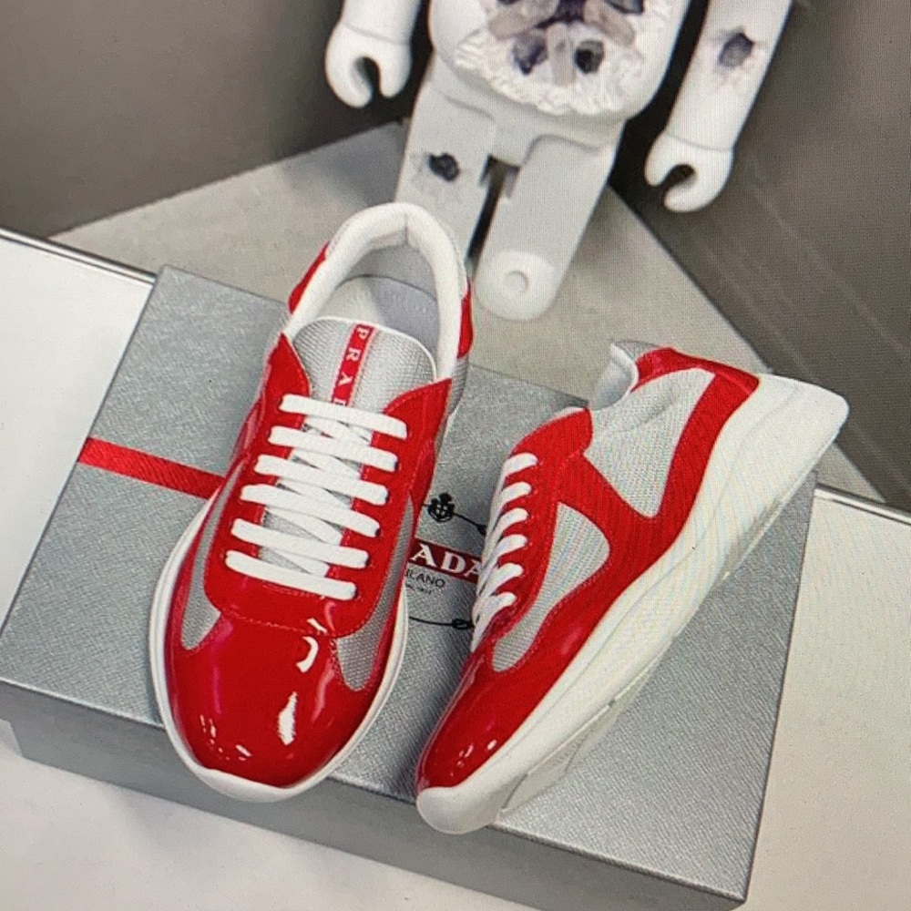 Prada Men’s White And Red Sneakers